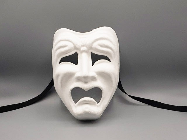 White Blanco papier-mâché Commedia dell'arte Drama mask or Piangi