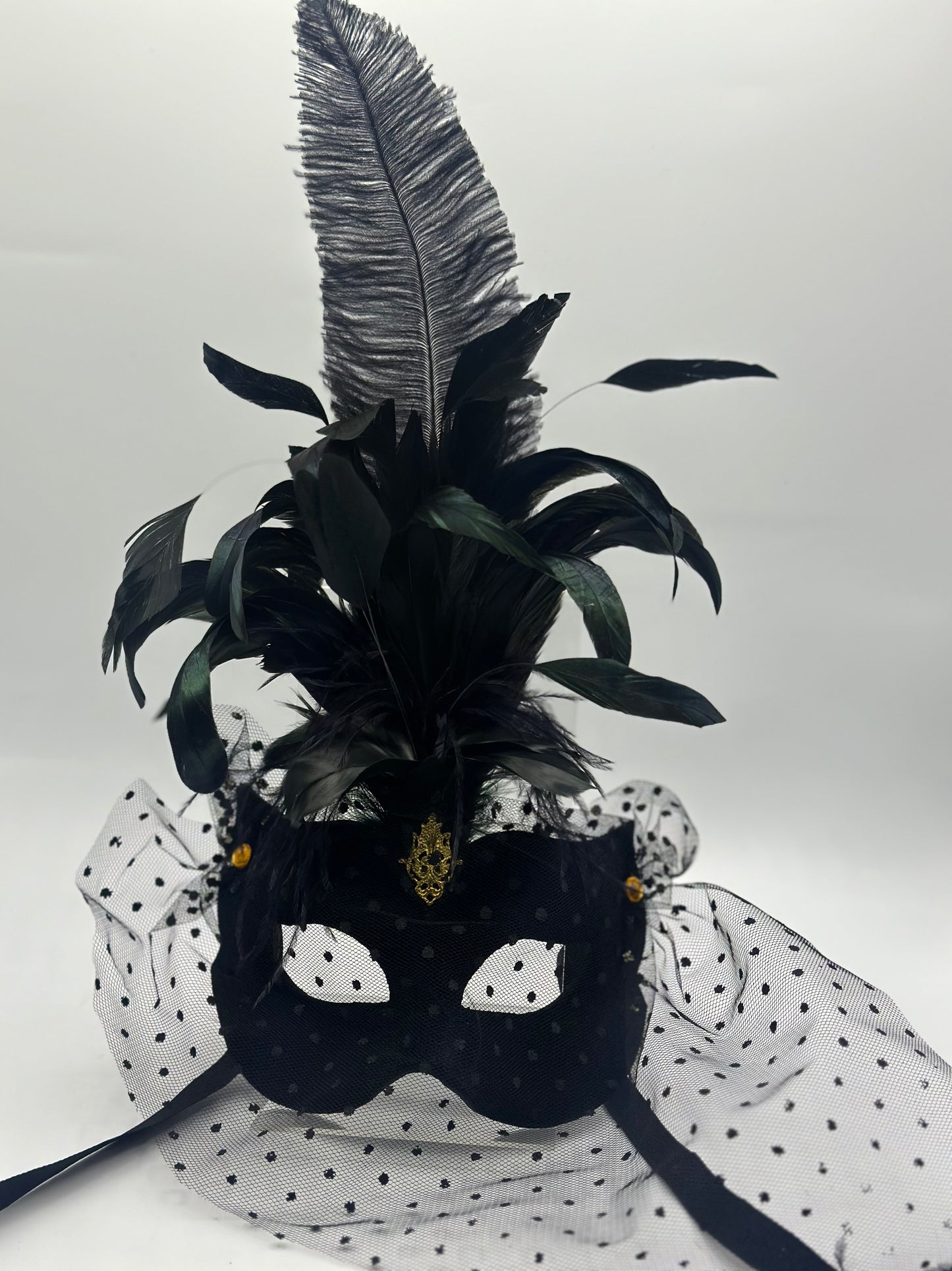 Venetian mask with feathers - Masquerade mask for women