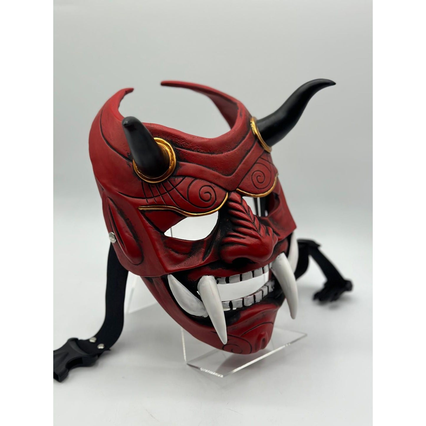 Masque japonais rouge - Masque Oni japonais - Masque Samouraï japonais rouge - Masque Dragon japonais