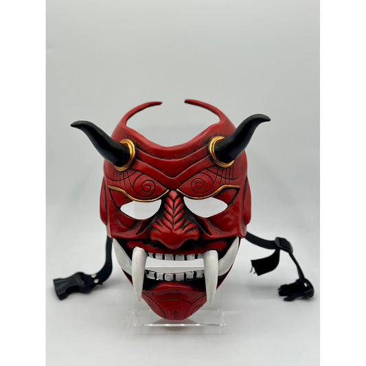 Masque japonais rouge - Masque Oni japonais - Masque Samouraï japonais rouge - Masque Dragon japonais