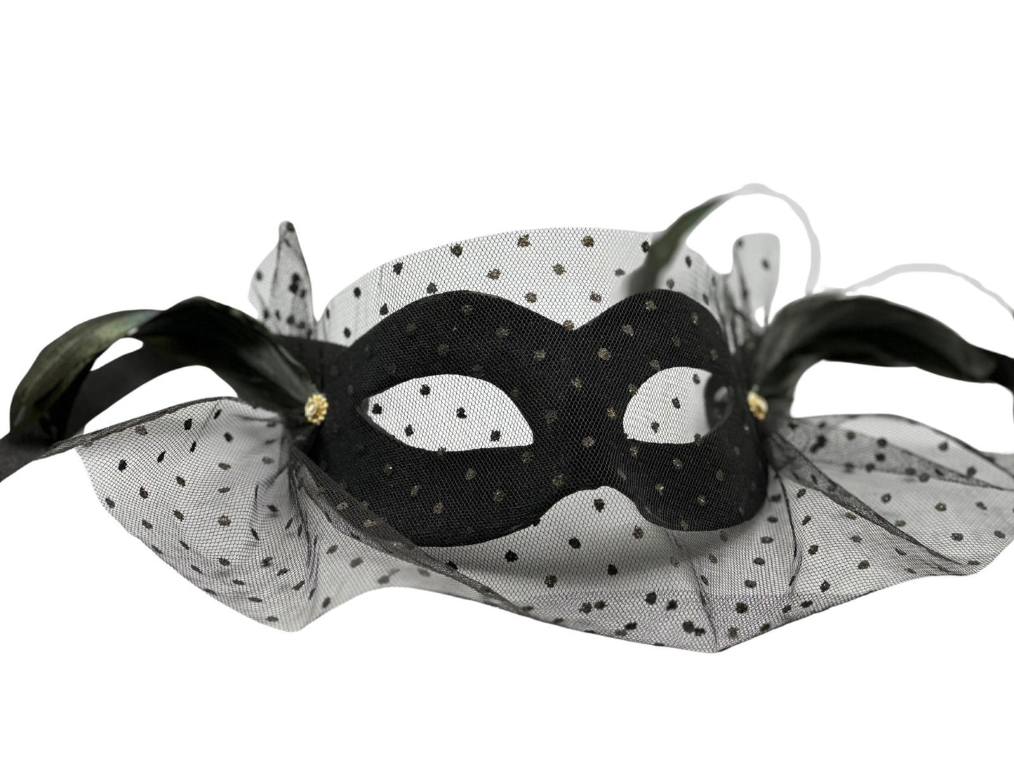 Two Venetian ball masks - man and woman mask - in black velvet - Couple mask black