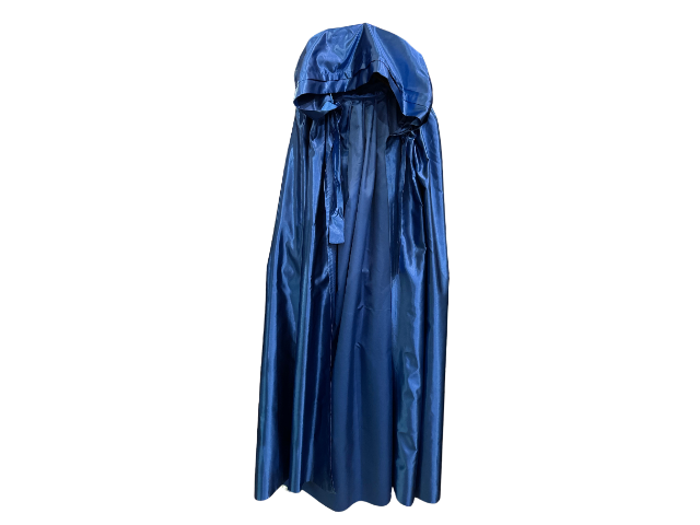 Venetian cape with a hood in blue satin