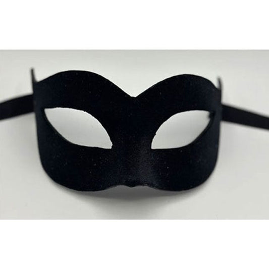 Mask covered with black velvet. Black masquerade mask for woman.